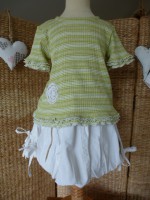 TEE- SHIRT VERT & BLANC