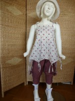 TUNIQUE A NOUETTES BEIGE FLEURIE
